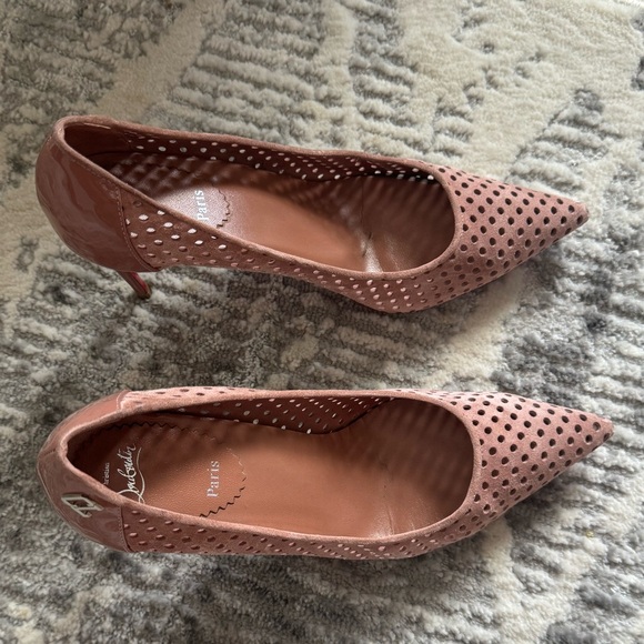 Christian Louboutin Perforated Tan Heels - Picture 9 of 14